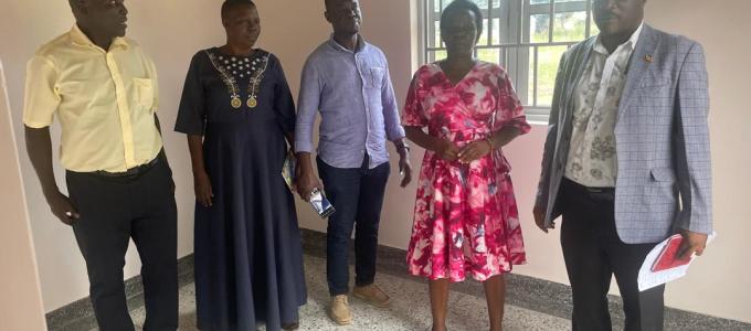 Monitoring of Renovated Namwiwa Town Council Community Center By: RDC, DCAO, DISO, Sec For Works, &amp; Ag. District Engineer